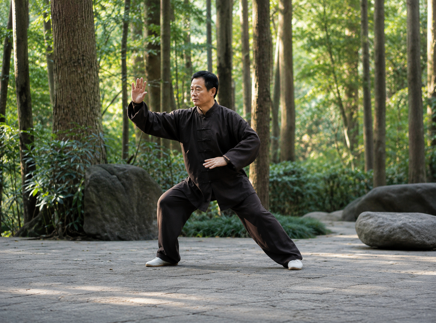 Pratiquant de Taïji Quan en pleine nature